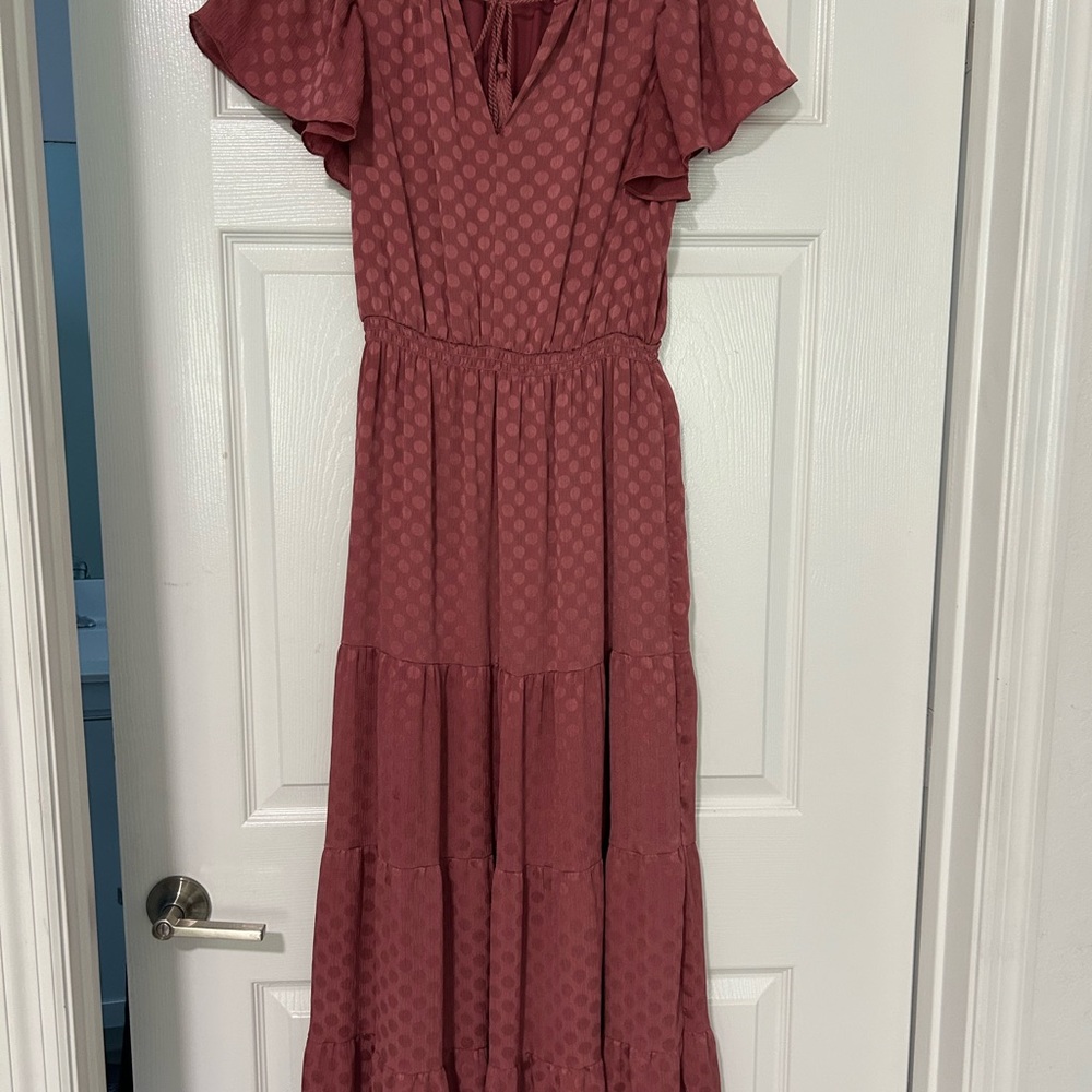 Max Studio Rose Flutter Sleeve Maxi Dress